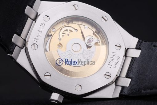 audemars piguet replica royal oak jumb black dial strip leather imitazione copia - immagine 9