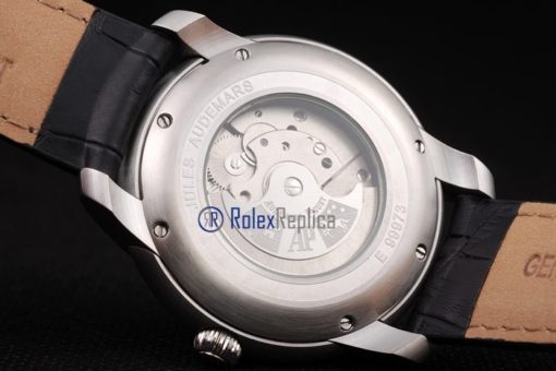 audemars piguet replica chrono acciaio black tourbillon strip leather imitazione copia - immagine 8