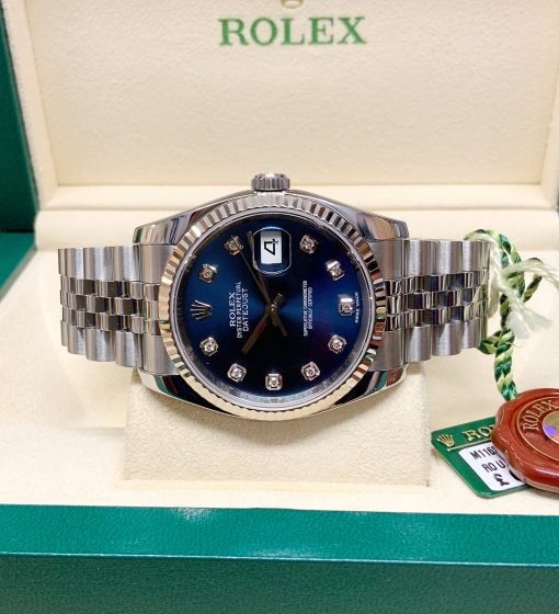 Rolex replica datejust 116234 blue brillanti jubilèè - immagine 3