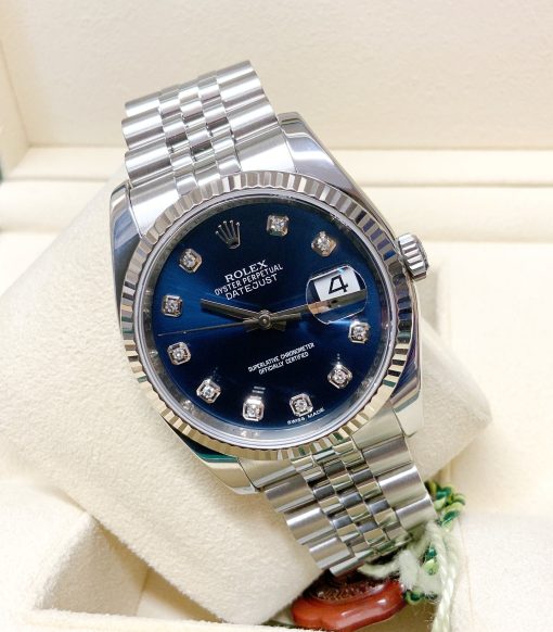 Rolex replica datejust 116234 blue brillanti jubilèè - immagine 6