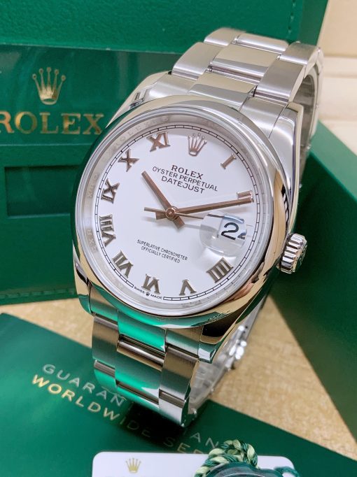 Rolex replica datejust 126200 white oyster roman - immagine 2