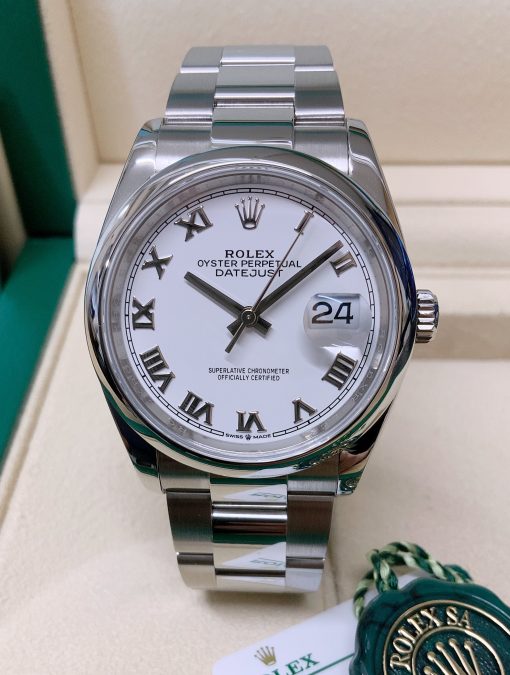 Rolex replica datejust 126200 white oyster roman