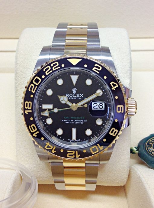 rolex replica GMT master II acciaio oro ceramica black dial orologio replica - immagine 3