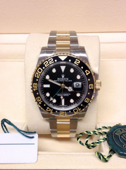 rolex replica GMT master II acciaio oro ceramica black dial orologio replica - immagine 2