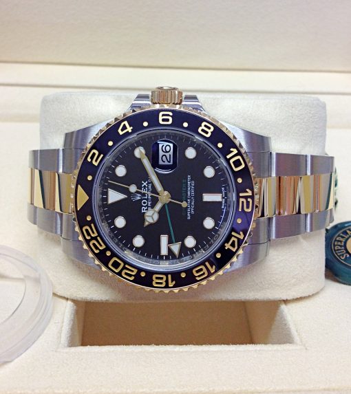 rolex replica GMT master II acciaio oro ceramica black dial orologio replica - immagine 6