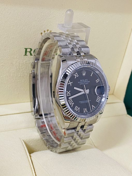 rolex replica datejust black roman orologio imitazione - immagine 8