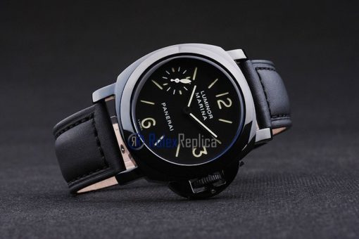 Panerai replica luminor marina pro-hunter pvd strip leather imitazione copia - immagine 5