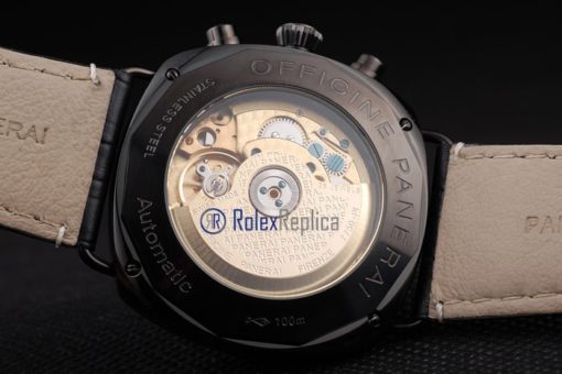 Panerai replica radiomir chronograph dial panda pro-hunter pvd strip leather imitazione copia - immagine 9