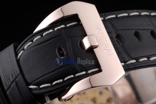 Panerai replica radiomir chronograph rose gold strip leather black imitazione copia - immagine 7