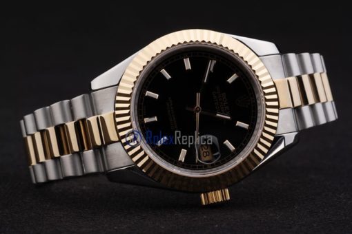 rolex replica datejust acciaio oro black barrette orologio imitazione - immagine 7