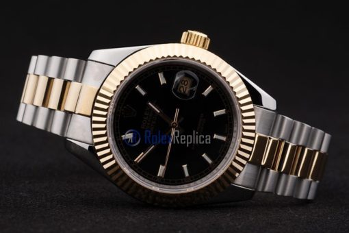 rolex replica datejust acciaio oro black barrette orologio imitazione - immagine 8