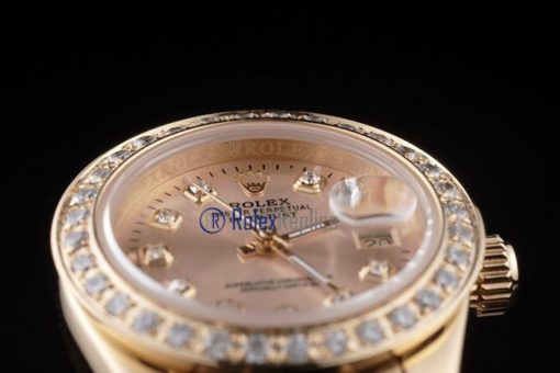 rolex replica datejust lady oro full brillantini orologio imitazione - immagine 7