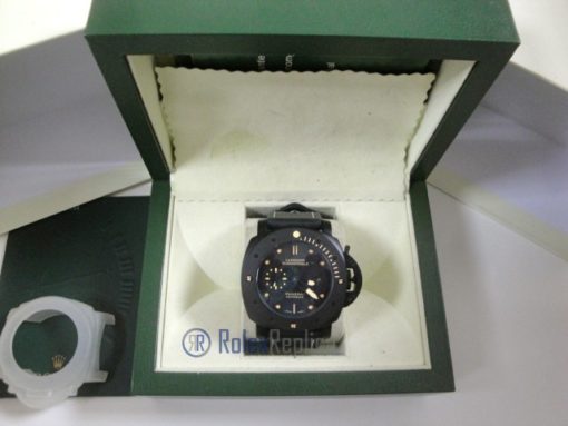 Panerai replica luminor marina submersible ceramica pro-hunter pvd strip leather imitazione copia - immagine 3