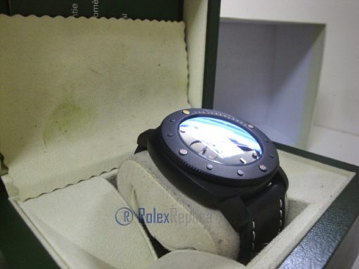 Panerai replica luminor marina submersible ceramica pro-hunter pvd strip leather imitazione copia - immagine 5