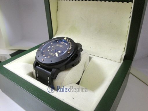 Panerai replica luminor marina submersible ceramica pro-hunter pvd strip leather imitazione copia - immagine 6