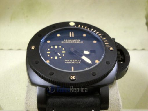 Panerai replica luminor marina submersible ceramica pro-hunter pvd strip leather imitazione copia - immagine 7