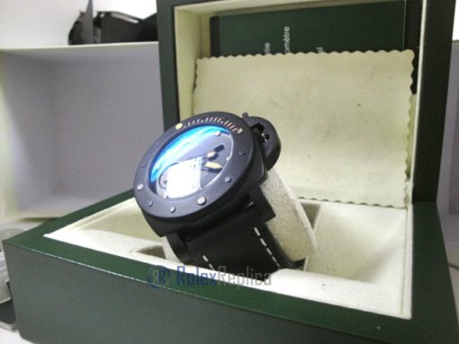 Panerai replica luminor marina submersible ceramica pro-hunter pvd strip leather imitazione copia - immagine 9