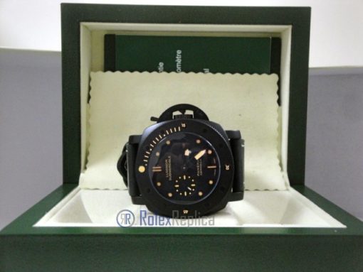 Panerai replica luminor marina submersible ceramica pro-hunter pvd strip leather imitazione copia - immagine 14