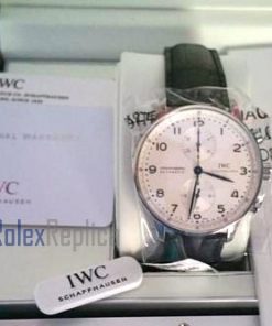 iwc replica portoghese chrono white dial strip leather orologio imitazione