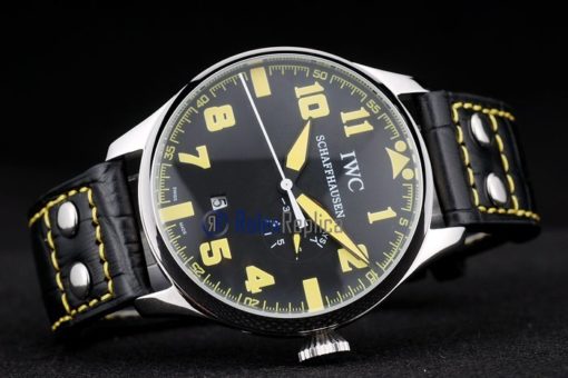 iwc replica 8 days power reserve yellow  strip leather orologio imitazione - immagine 5