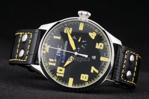 iwc replica 8 days power reserve yellow  strip leather orologio imitazione - immagine 6