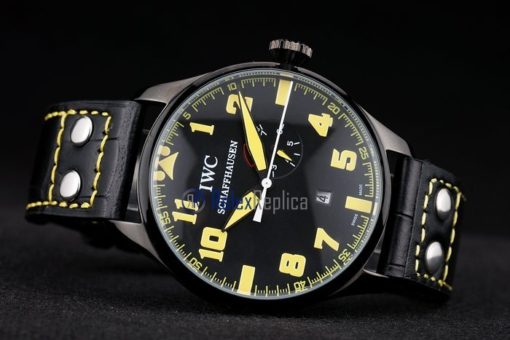 iwc replica 8 days power reserve yellow pro-hunter strip leather orologio imitazione - immagine 6