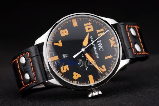 iwc replica 8 days power reserve orange strip leather orologio imitazione - immagine 5