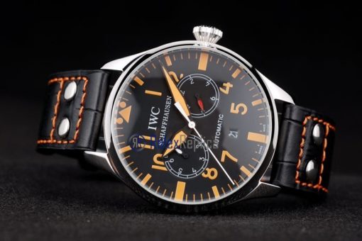 iwc replica 8 days power reserve orange ll strip leather orologio imitazione - immagine 6