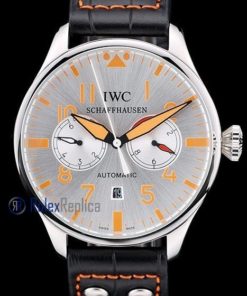 iwc replica 8 days power reserve argentèè strip leather orologio imitazione