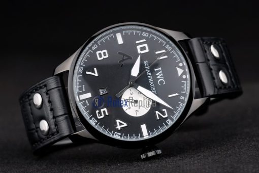 iwc replica 8 days power reserve black pro-hunter strip leather orologio imitazione - immagine 5