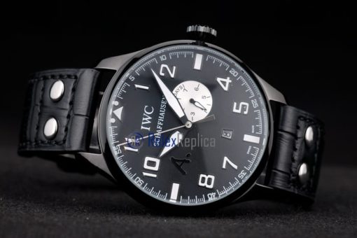 iwc replica 8 days power reserve black pro-hunter strip leather orologio imitazione - immagine 6