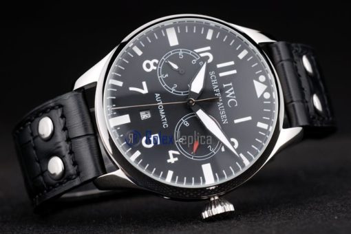 iwc replica 8 days power reserve black strip leather orologio imitazione - immagine 5
