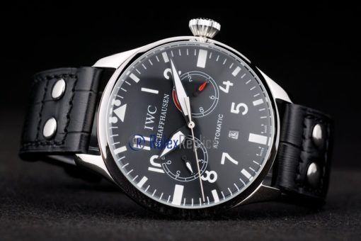 iwc replica 8 days power reserve black strip leather orologio imitazione - immagine 6