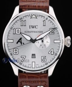 iwc replica 8 days power reserve acciaio argentèè dial strip leather orologio imitazione