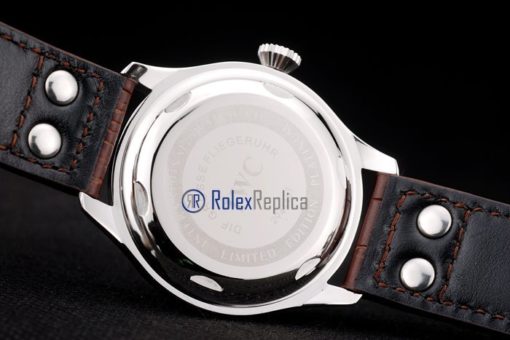 iwc replica 8 days power reserve acciaio argentèè dial strip leather orologio imitazione - immagine 8