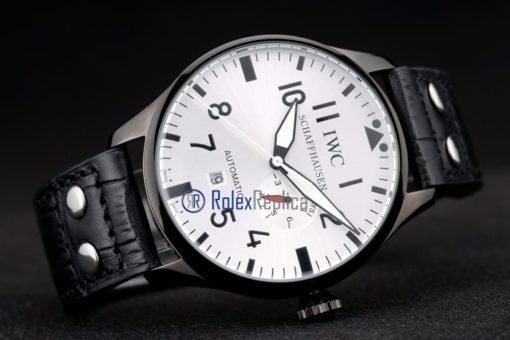iwc replica 8 days power reserve acciaio white dial strip leather orologio imitazione - immagine 5