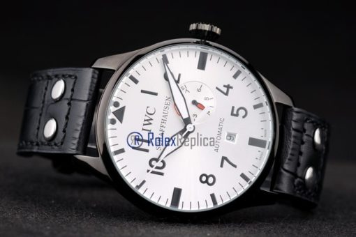 iwc replica 8 days power reserve acciaio white dial strip leather orologio imitazione - immagine 6