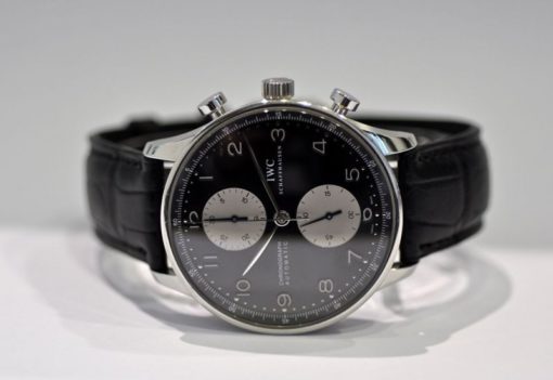 iwc replica portoghese chrono panda dial strip leather orologio imitazione - immagine 2