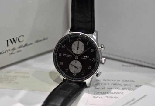 iwc replica portoghese chrono panda dial strip leather orologio imitazione - immagine 5