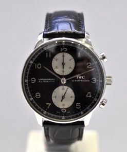 iwc replica portoghese chrono panda dial strip leather orologio imitazione