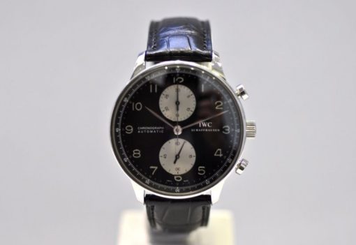 iwc replica portoghese chrono panda dial strip leather orologio imitazione