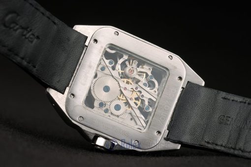 Cartier replica santos skeletron acciaio rose gold strip leather orologio imitazione perfetta - immagine 11