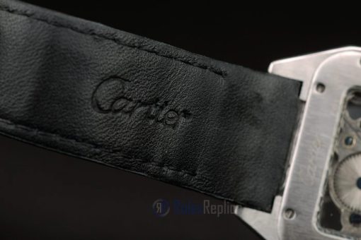Cartier replica santos skeletron acciaio rose gold strip leather orologio imitazione perfetta - immagine 12