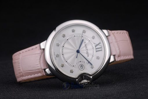 Cartier replica ballon bleu acciaio strip leather pink orologio imitazione perfetta - immagine 5