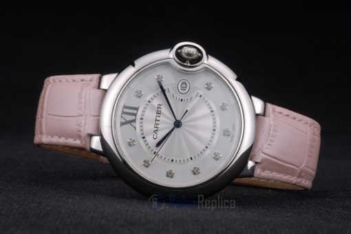 Cartier replica ballon bleu acciaio strip leather pink orologio imitazione perfetta - immagine 6