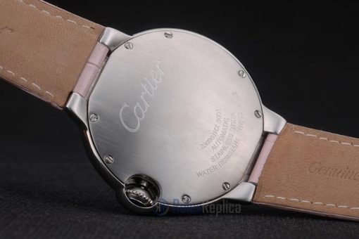 Cartier replica ballon bleu acciaio strip leather pink orologio imitazione perfetta - immagine 10