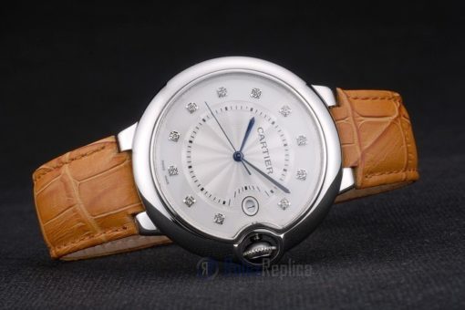 Cartier replica ballon bleu acciaio brillantini strip leather orologio imitazione perfetta - immagine 6