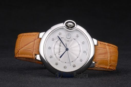 Cartier replica ballon bleu acciaio brillantini strip leather orologio imitazione perfetta - immagine 7