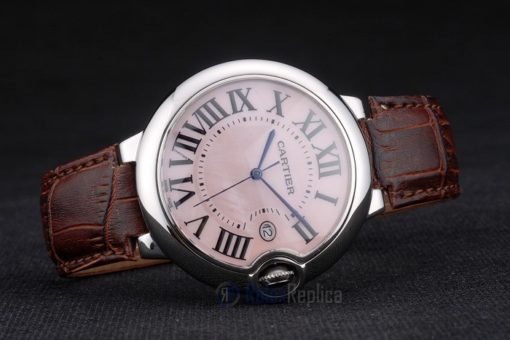 Cartier replica ballon bleu acciaio madreperla strip leather orologio imitazione perfetta - immagine 6