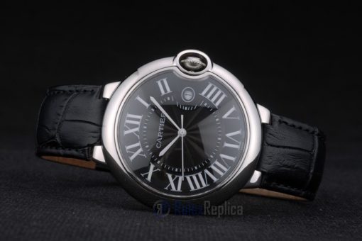 Cartier replica ballon bleu acciaio black strip leather orologio imitazione perfetta - immagine 7